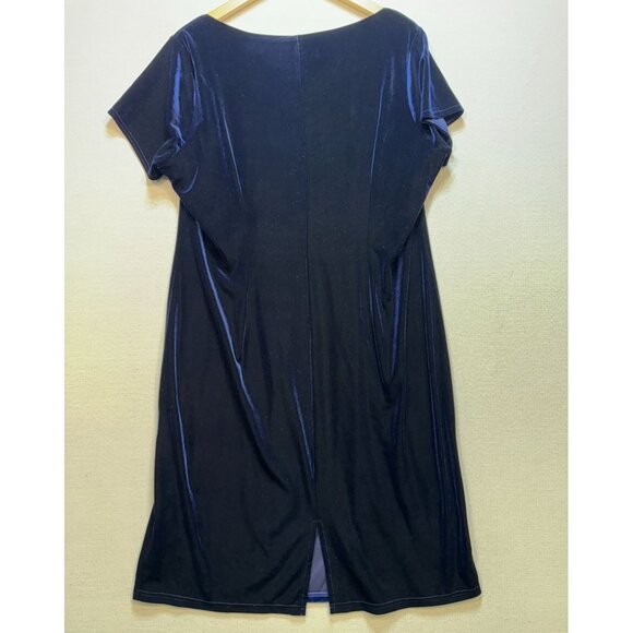 Changes By Together Womens Ruched Velvet Midi Dress Size 18 Midnight Blue Party - Picture 9 of 12